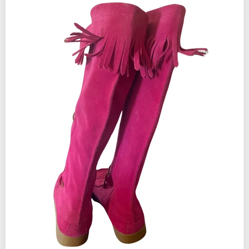 Magenta /pink  brand new suede moccasins women’s size 7 - Picture 4 of 4